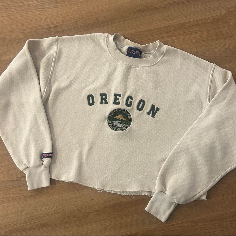 Jansport Yellow Oregon Cropped Pullover Crewneck Sweatshirt Medium